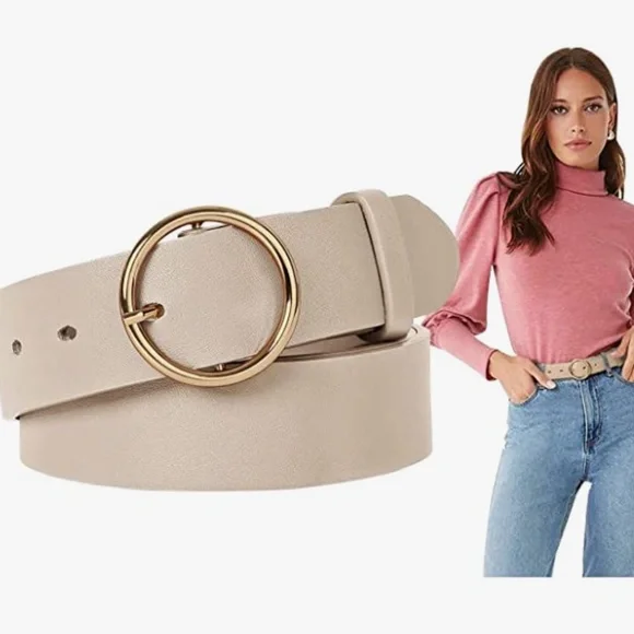Women Leather Belts Fashion Soft Faux Leather Jeans Belts with O-Ring Buckle Women main image 4